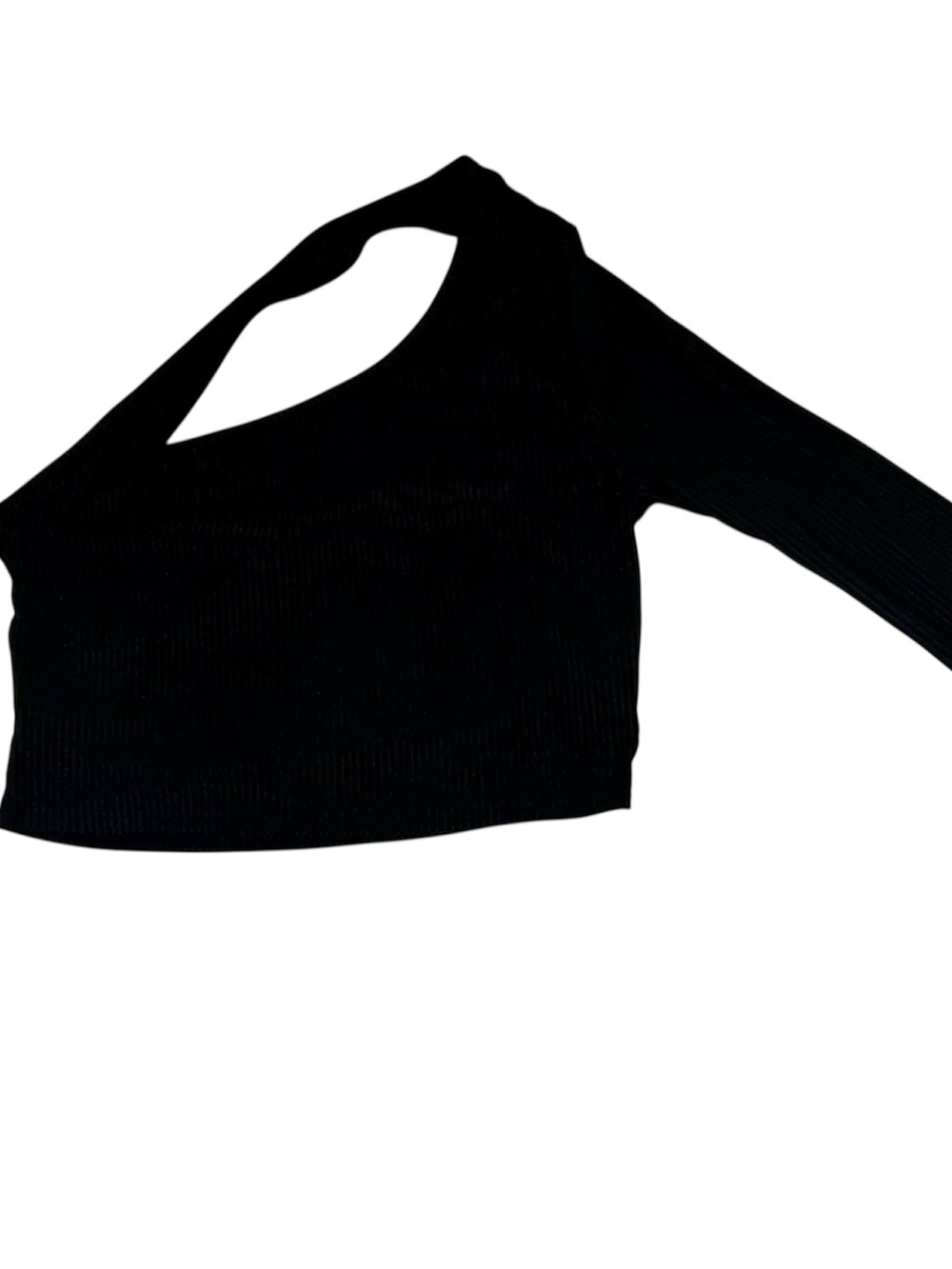 Women’s Black One-Shoulder Cutout Crop Top
